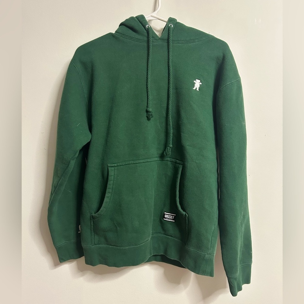 Grizzy OG Bear Embroidered‎ Green Hoodie